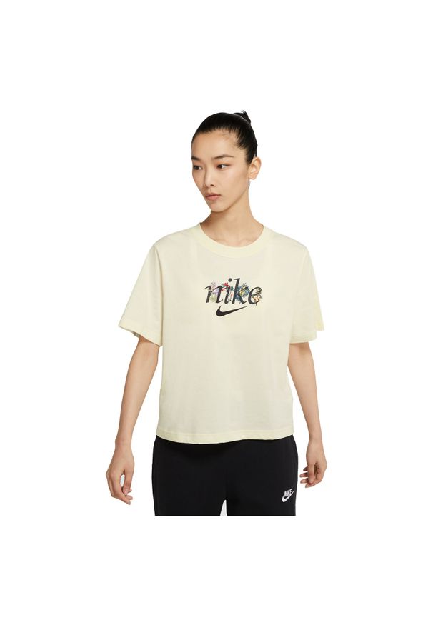 Koszulka damska Nike Sportswear DD1456. Materiał: materiał, tkanina, bawełna, prążkowany. Długość rękawa: krótki rękaw. Długość: krótkie