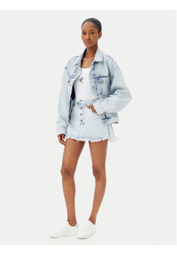 One Teaspoon Spódnica jeansowa Max Belted 26973 Niebieski Regular Fit. Kolor: niebieski. Materiał: bawełna