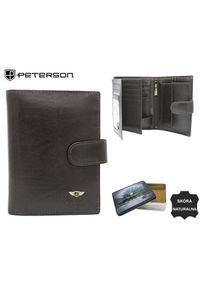 Peterson - Portfel męski PETERSON PTN 22311L c. brązowy. Kolor: brązowy. Materiał: skóra