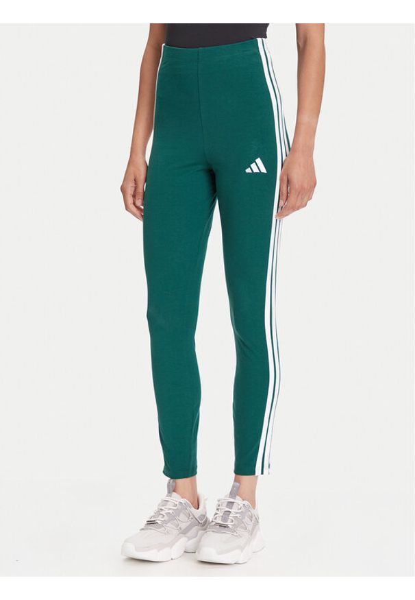Adidas - adidas Legginsy Essentials 3-Stripes KB7663 Zielony Slim Fit. Kolor: zielony. Materiał: bawełna