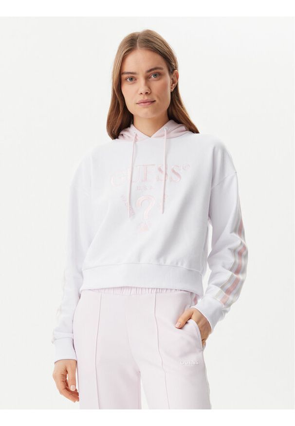 Guess Bluza V5GQ17 KCRT1 Biały Regular Fit. Kolor: biały. Materiał: syntetyk