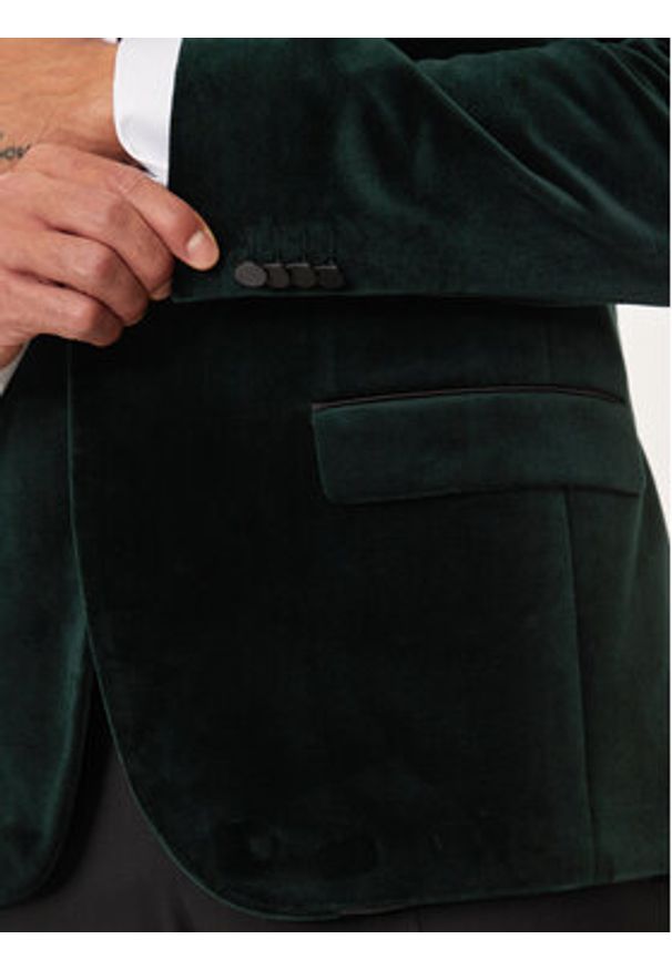 Hugo Marynarka Henry244E1X 50524909 Zielony Slim Fit. Kolor: zielony. Materiał: bawełna, syntetyk