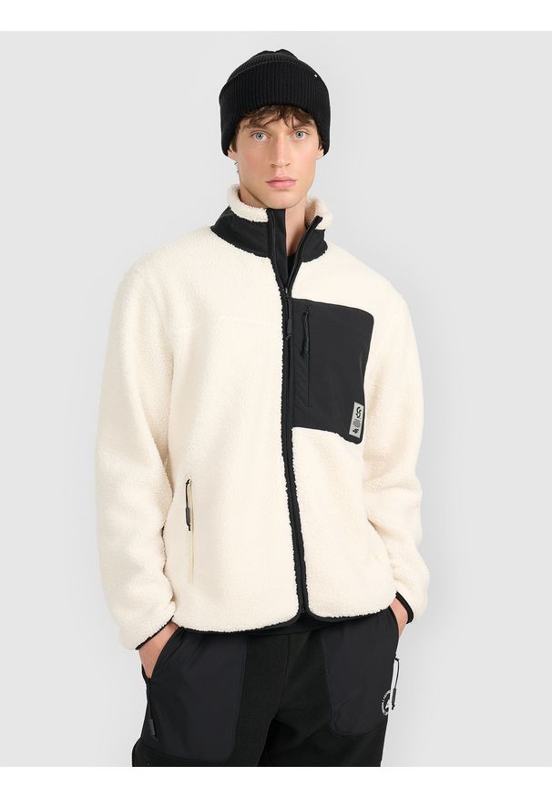 4f - 4F Polar sherpa regular ze stójką męski - beżowy XL. Typ kołnierza: kołnierzyk stójkowy. Kolor: beżowy. Materiał: polar. Sport: turystyka piesza