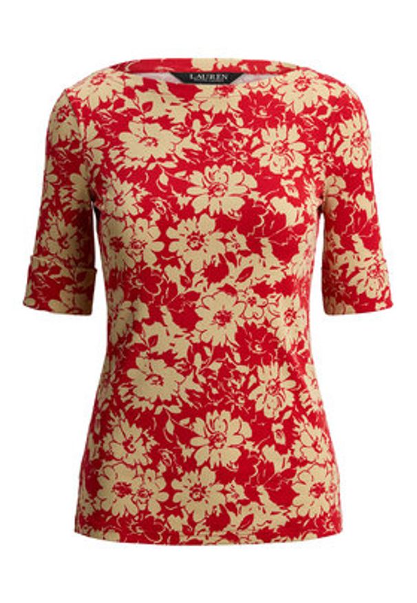 Lauren Ralph Lauren - LAUREN RALPH LAUREN Bluzka 200P09078001 Czerwony Slim Fit. Kolor: czerwony. Materiał: bawełna