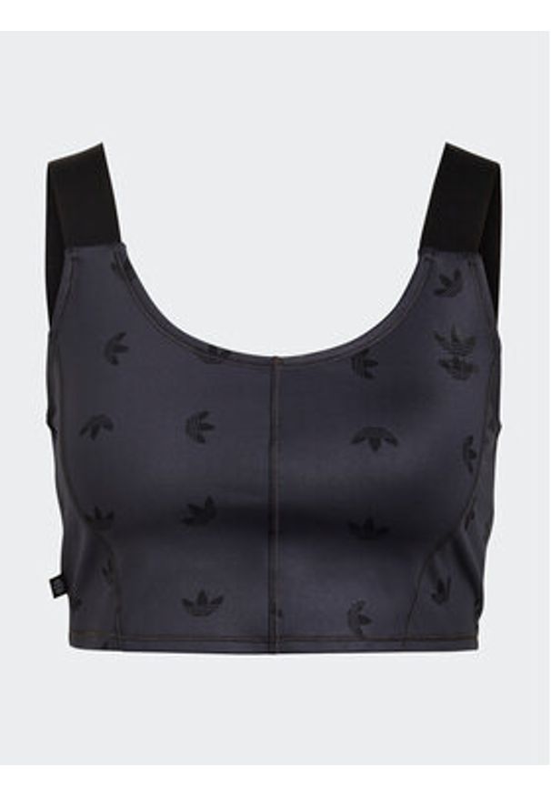 Adidas - adidas Top Allover Print Corset HL9159 Szary Slim Fit. Kolor: szary. Materiał: syntetyk. Wzór: nadruk
