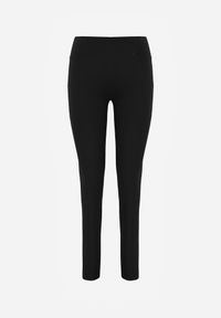 Born2be - Czarne Legginsy w Stylu Basic z Wyszczuplającym Pasem Samertes. Okazja: do pracy, na co dzień, na spacer. Stan: podwyższony. Kolor: czarny. Długość: krótkie. Styl: casual #8