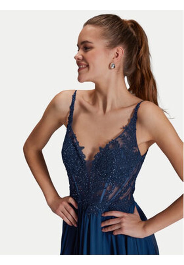 Hey Kyla Sukienka wieczorowa 5AI081HK Granatowy Slim Fit. Kolor: niebieski. Materiał: syntetyk. Styl: wizytowy