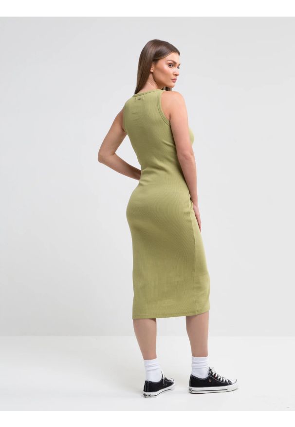 Big-Star - Sukienka damska midi khaki Maxinassara 303. Kolor: zielony. Długość rękawa: na ramiączkach. Długość: midi