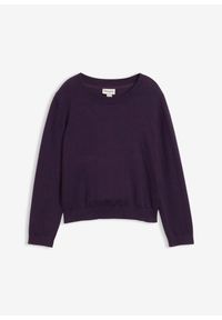 bonprix - Sweter z cienkiej dzianiny. Kolor: fioletowy. Materiał: dzianina