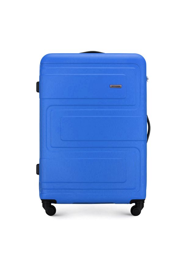 Wittchen - Duża walizka z ABS-u tłoczona. Kolor: niebieski. Materiał: guma. Wzór: geometria. Styl: klasyczny