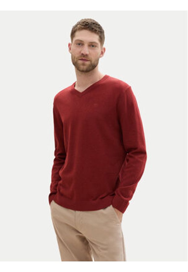 Tom Tailor Sweter 1039806 Czerwony Regular Fit. Kolor: czerwony. Materiał: bawełna