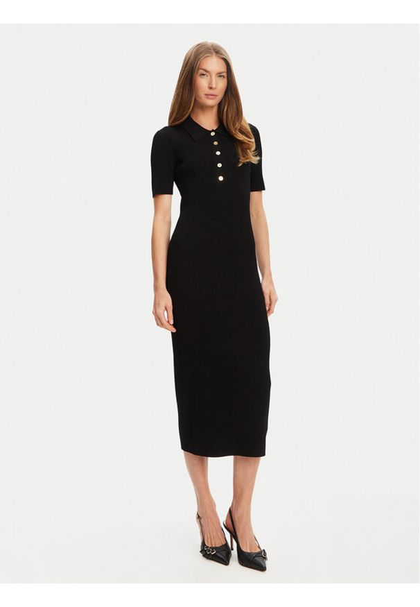 MICHAEL Michael Kors Sukienka dzianinowa MT5832333D Czarny Slim Fit. Kolor: czarny. Materiał: wiskoza