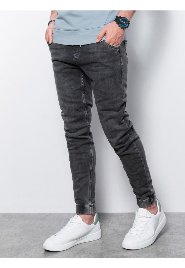 Szare spodnie Ombre Clothing z aplikacjami
