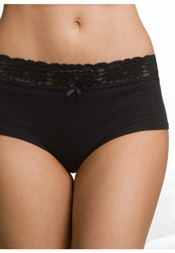 bonprix - Figi panty maxi (4 pary). Kolor: czarny. Wzór: gładki