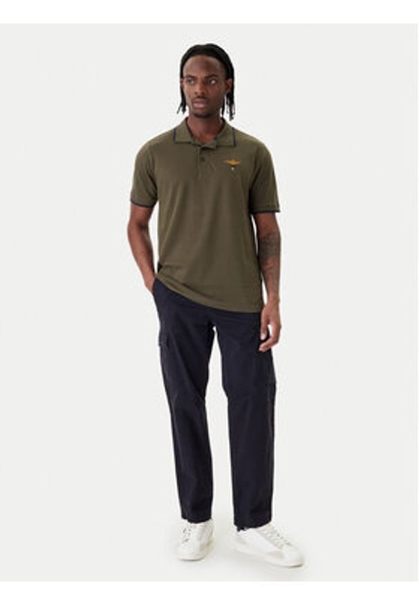 Aeronautica Militare Polo 261PO1308UP00082 Khaki Regular Fit. Typ kołnierza: polo. Kolor: brązowy. Materiał: bawełna
