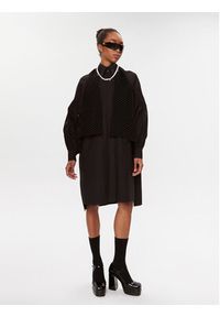 Karl Lagerfeld - KARL LAGERFELD Sukienka koszulowa 235W1305 Czarny Relaxed Fit. Typ kołnierza: dekolt w karo. Kolor: czarny. Materiał: bawełna. Typ sukienki: koszulowe