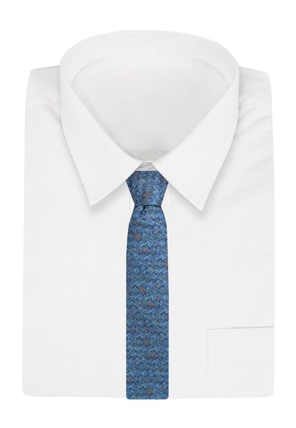 Krawat Męski, Turkusowy, Morski, Melanżowy, Drobny Wzór, Elegancki, 7 cm -Angelo di Monti. Kolor: niebieski. Materiał: tkanina. Wzór: melanż. Styl: elegancki