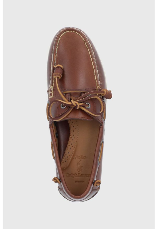 Polo Ralph Lauren mokasyny skórzane męskie kolor brązowy. Nosek buta: okrągły. Kolor: brązowy. Materiał: skóra