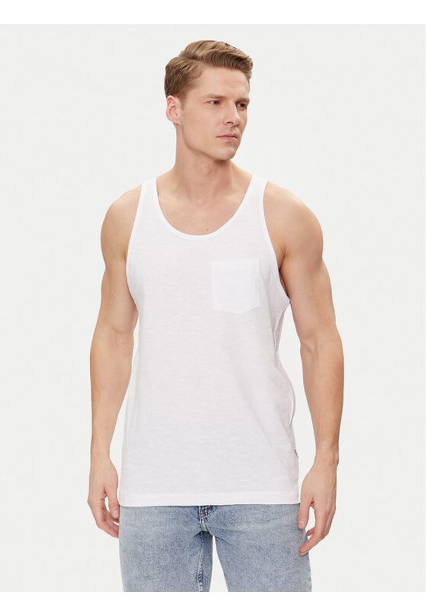 Jack & Jones - Jack&Jones Tank top Tampa Slub 12252180 Biały Standard Fit. Kolor: biały. Materiał: bawełna