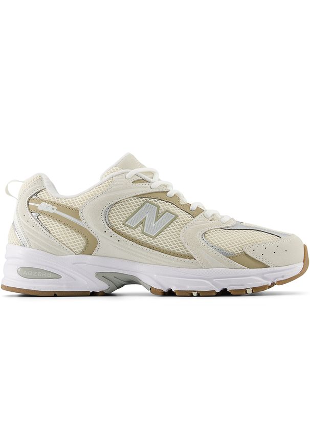 Buty unisex New Balance MR530GB – beżowe. Okazja: na co dzień. Kolor: beżowy. Materiał: materiał, syntetyk, skóra. Szerokość cholewki: normalna. Sezon: lato