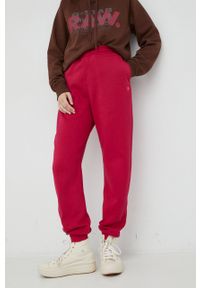 G-Star RAW - G-Star Raw spodnie dresowe damskie kolor różowy gładkie. Stan: podwyższony. Kolor: różowy. Materiał: dresówka. Wzór: gładki #1