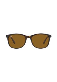 Ray-Ban okulary przeciwsłoneczne męskie kolor brązowy. Kształt: prostokątne. Kolor: brązowy