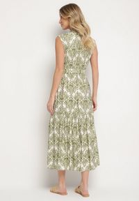 Born2be - Zielona Wiskozowa Sukienka Bez Rękawów z Wiązanym Paskiem Filimea. Okazja: na co dzień. Typ kołnierza: dekolt w kształcie V. Kolor: zielony. Materiał: wiskoza. Długość rękawa: bez rękawów. Typ sukienki: proste. Styl: casual, elegancki #5