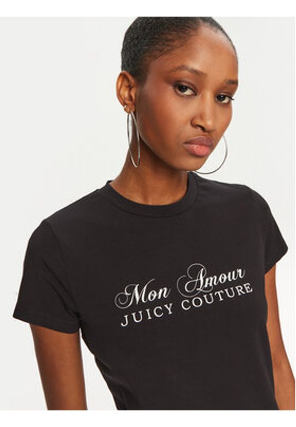 Juicy Couture T-Shirt Mon Amour JCSCT224407 Czarny Slim Fit. Kolor: czarny. Materiał: bawełna