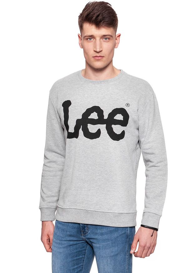Lee - BLUZA MĘSKA LEE LOGO SWS GREY MELE L81QUB37. Wzór: nadruk. Styl: klasyczny