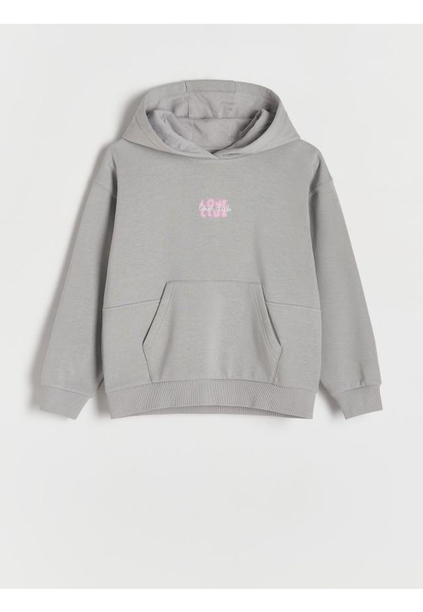 Reserved - Bawełniana bluza z nadrukiem - jasnoszary. Kolor: szary. Materiał: bawełna. Wzór: nadruk