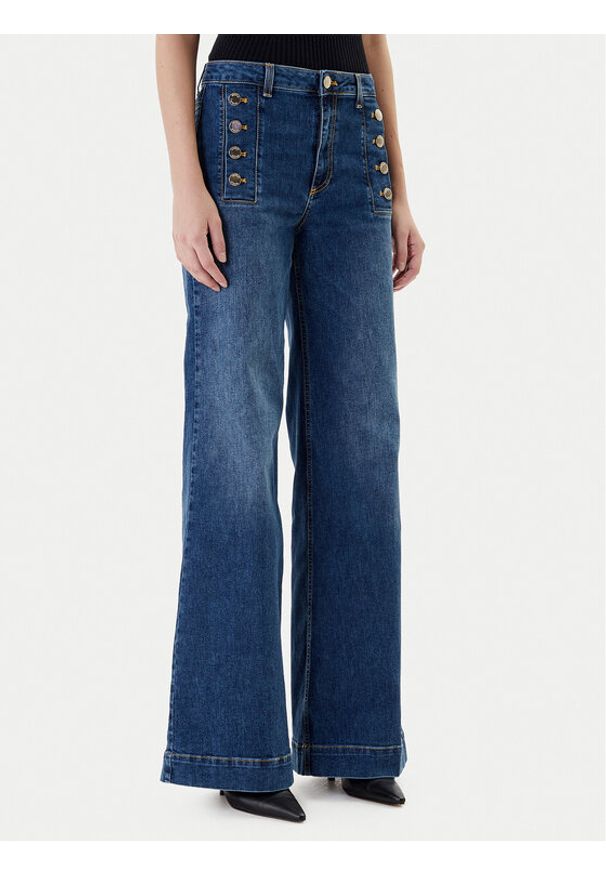 ViCOLO Jeansy DF5076 Niebieski Wide Leg. Kolor: niebieski