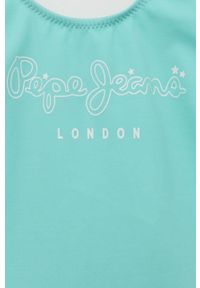 Pepe Jeans strój kąpielowy dziecięcy kolor zielony. Kolor: zielony. Materiał: materiał. Rodzaj stanika: odpinane ramiączka #3