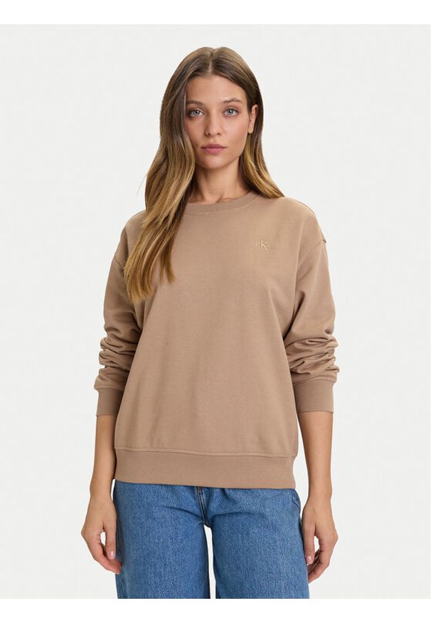 Calvin Klein Jeans Bluza Archive LV047B236G Brązowy Relaxed Fit. Kolor: brązowy. Materiał: bawełna