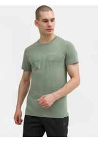4f - T-shirt regular z nadrukiem męski. Kolor: oliwkowy, brązowy, wielokolorowy. Materiał: bawełna. Wzór: nadruk #1