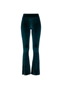Urban Classics - Legginsy Damskie Velvet Z Wysoką Talią Bootcut. Kolor: niebieski. Sport: turystyka piesza