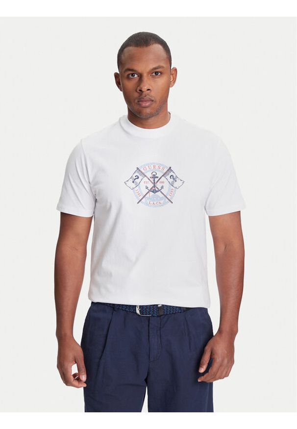 Guess T-Shirt M5YI62 K8FQ4 Biały Regular Fit. Kolor: biały. Materiał: bawełna