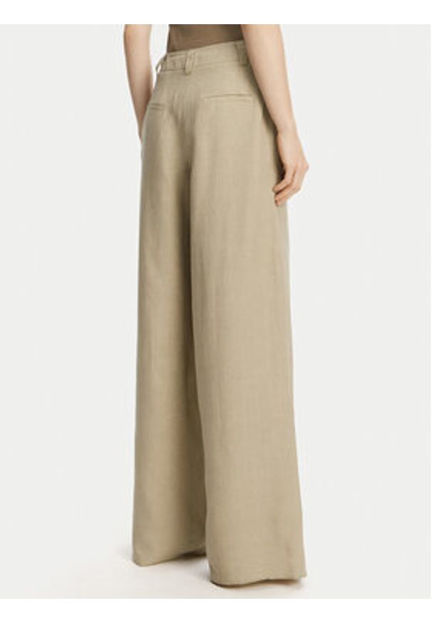 Marella Spodnie palazzo Zama 2513131132200 Khaki Regular Fit. Kolor: brązowy. Materiał: len