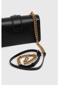 Pinko torebka skórzana kolor czarny. Kolor: czarny. Materiał: skórzane #3