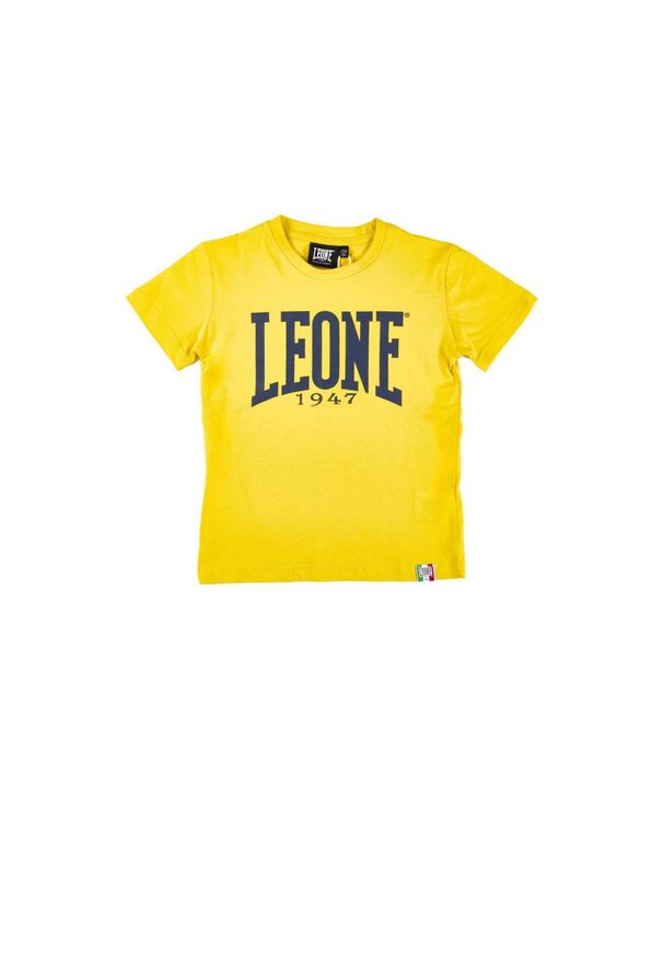LEONE 1947 APPAREL - Dziecięcy t-shirt basic Leone z krótkim rękawem. Kolor: żółty. Długość rękawa: krótki rękaw. Długość: krótkie. Sport: joga i pilates