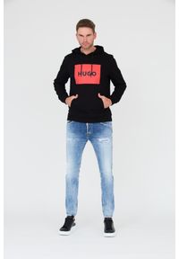 Hugo - HUGO Czarna męska bluza z kapturem, Rozmiar M. Typ kołnierza: kaptur. Kolor: czarny #5