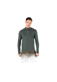 WOOLONA - Koszulka turystyczna męska Woolona Halldor z długim rękawem 100% Merino. Kolor: czarny, zielony. Długość rękawa: długi rękaw. Długość: długie