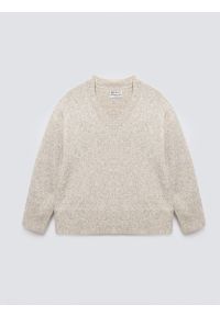 Big-Star - Sweter damski v-neck oversize z dodatkiem wełny beżowy Violina 801. Kolor: beżowy. Materiał: wełna. Styl: elegancki #3