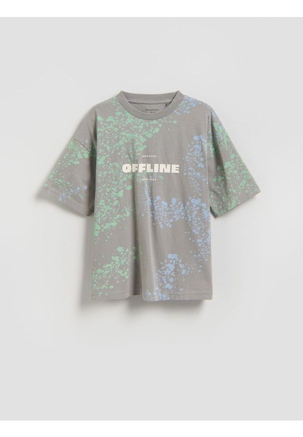Reserved - Bawełniany t-shirt - jasnoszary. Kolor: szary. Materiał: bawełna
