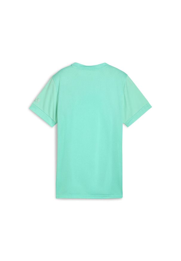 Puma - Damska koszulka Individual Padel z grafiką PUMA. Kolor: biały, wielokolorowy, zielony