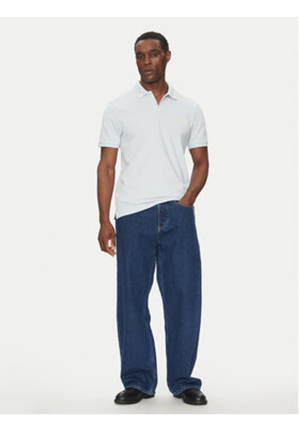 Calvin Klein Jeans Polo LV040EM269 Błękitny Regular Fit. Typ kołnierza: polo. Kolor: niebieski. Materiał: bawełna