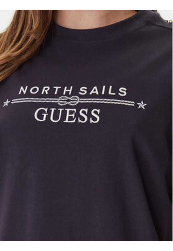 Guess T-Shirt GUESS x NORTH SAILS W6GI03 K2657 Granatowy Relaxed Fit. Kolor: niebieski. Materiał: bawełna