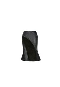 Ochnik - Skórzana asymetryczna spódnica. Okazja: do pracy. Kolor: czarny. Materiał: skóra. Styl: klasyczny, elegancki #1
