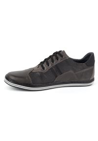 Polbut Buty męskie casual 1801P szare. Okazja: na co dzień. Zapięcie: pasek. Kolor: szary. Materiał: jeans, skóra. Wzór: paski. Sezon: lato, wiosna, jesień. Styl: casual #6