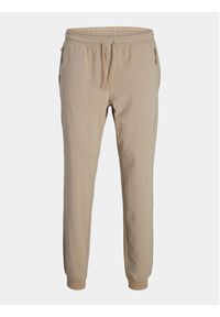 Jack & Jones - Jack&Jones Spodnie dresowe Will 12253727 Beżowy Slim Fit. Kolor: beżowy. Materiał: syntetyk