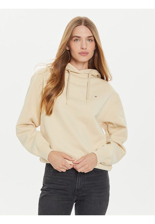 TOMMY HILFIGER - Tommy Hilfiger Bluza WW0WW41245 Beżowy Relaxed Fit. Kolor: beżowy. Materiał: syntetyk